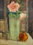 Ignacy Pinkas, Róże w wazonie, 1920 r., 1920, olej, tektura, 39