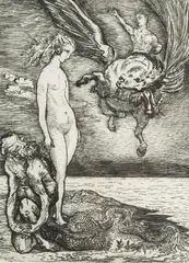 Andromeda by Konstanty Brandel, akwaforta, papier, sold Dec 2021