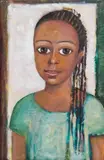 Marlena Nizio, Portret dziewczynki w warkoczykach, 2000 r., 2000, olej, płótno