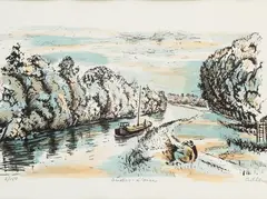 Michel Adlen, Auvers-l'Oise, litografia barwna, papier