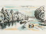Michel Adlen, Auvers-l'Oise, litografia barwna, papier