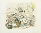 Moïse Kisling, Kawiarnia La Rotonde, litografia barwna, papier, 41