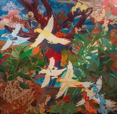 Franciszek Sylwanowicz, Ptaki, 1999, 1999, olej, płótno