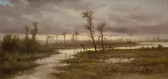 Zygmunt Sidorowicz, Pejzaż z myśliwym, 1880 r., 1880, olej, płótno