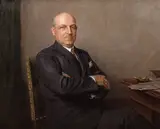 Kazimierz Pochwalski, Portret mężczyzny przy biurku, 1930 r., 1930, olej, płótno