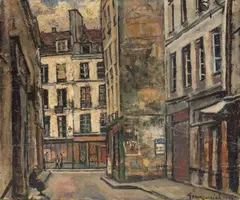 Nathan Grunsweigh, Uliczka, 1945 r., 1945, olej, płótno