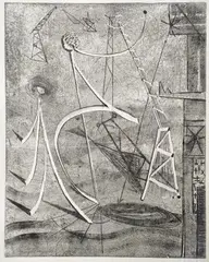 Jonasz Stern, Kompozycja surrealistyczna, lata 50. XX w., monotypia, papier, 41