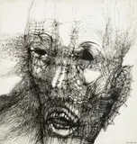 Bez tytułu, 1968 by Zdzisław Beksiński, 1968, tusz, papier, sold Nov 2021