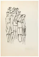 Roman Opałka, Szkic do ilustracji, 1957, 1957, tusz, papier