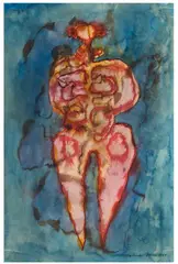Figura, 1964 r. by Marek Oberländer, 1964, akwarela, papier, sold Nov 2021