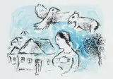 Wioska by Marc Chagall, litografia barwna, papier, sold Nov 2021
