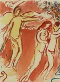 Adam i Ewa wygnani z Raju by Marc Chagall, litografia barwna, papier, sold Nov 2021