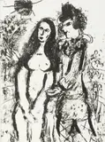 Zakochany klaun by Marc Chagall, litografia, papier, 31, sold Nov 2021