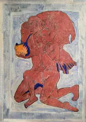 Marek Sobczyk, Abraham i Izaak na pustyni, 2002, 2002, tempera jajkowa, karton
