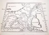 Klaudiusz Ptolemeusz, Tabula VIII Europae, wyd. Johannes Grüninger, wydanie drugie, Strassburg 1525 na verso tekst w języku łacińskim drzeworyt