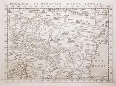 Sebastian Münster, Polonia et Hungaria nuova tavola, wyd. Girolamo Ruscelli, Wenecja 1561 na verso tekst w języku łacińskim miedzioryt, 18