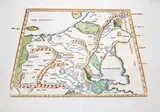 Klaudiusz Ptolemeusz, Europae Tabula Octava Continent, wyd. Gaspar Trechsel, Wiedeń 1541 mapa pochodząca z „Claudii Ptolemaei Alexandrini Geographicae Enarrationis”; na verso tekst w języku łacińskim drzeworyt kolorowany