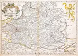 Richard Blome, A Mapp of the Estates of the Crowne of Poland…, wyd. Richard Blome, stan pierwszy, Londyn 1669 mapa pochodząca z „A Geographical description…” miedzioryt kolorowany