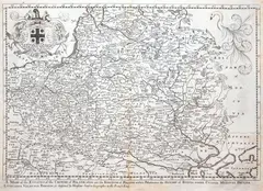 Richard Blome, A Mapp of the Estates of the Crowne of Poland..., wyd. Richard Blome, stan drugi, Londyn 1680 mapa pochodząca z „A Geographical description” miedzioryt