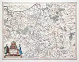 Joannes Janssonius Henricus Hondius, Poloniae Nova et Acurata Descriptio, wyd. Henricus Hondius, Joannes Janssonius, stan drugi, Amsterdam 1647 mapa pochodząca z „Ioannis Ianssonni Novus Atlas, Sive Theatrum Orbis Terrarum…”; na verso tekst w języku łacińskim miedzioryt kol