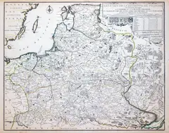 Nicolas de Fer, Les Etats de la Couronne de Pologne…, wyd. Nicolas de Fer, stan pierwszy, Paryż 1716 miedzioryt kolorowany liniowo, 47