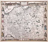 Abraham Goos Claes Janszoon Visscher, Haec Tabula nova Poloniae et Silesiae, wyd. Claes Janszoon Visscher, stan pierwszy, Amsterdam przed 1630 miedzioryt kolorowany