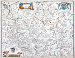 Nicolas Berey, Carte de Pologne et des estats qui en dépendent, wyd. Nicolas Berey, stan pierwszy, Paryż 1654 miedzioryt kolorowany w epoce, 40