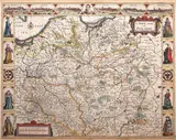 Dirck Grijp John Speed, A Newe Mape of Poland, wyd. George Humble, stan pierwszy, Londyn 1626 na verso tekst w języku angielskim miedzioryt kolorowany, 40