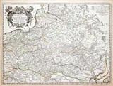 Nicolas Sanson d'Abbeville, Estats de la Couronne de Pologne, wyd. Guillaume Sanson, stan piąty, Paryż 1679 miedzioryt kolorowany, 43