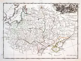 Georges Louis Le Rouge, La Pologne, wyd. Georges Louis Le Rouge, stan pierwszy, Paryż 1748 mapa pochodząca z “Atlas nouveau portafit s l’usage des militaires” miedzioryt kolorowany liniowo