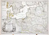 Francois de Lapointe, Les royaumes du Nort où sont principalement les estats de la Couronne de Pologne, wyd. Pierre Duval, stan drugi, Paryż 1667 mapa pochodząca z „Cartes de geographie” miedzioryt kolorowany liniowo