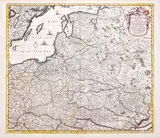 Frederik de Wit, Regni Poloniae et Ducatus Lithuaniae, wyd. Frederik de Wit, stan piąty, Amsterdam przed 1689 miedzioryt kolorowany w epoce