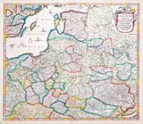 Frederik de Wit, Regni Poloniae et Ducatus Lithuaniae, wyd. Frederik de Wit, stan drugi, Amsterdam 1670 miedzioryt kolorowany w epoce