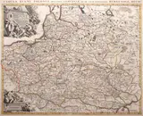 Alexis Hubert Jaillot, Estats de la Couronne de Pologne, wyd. Pieter Mortier, stan pierwszy, Amsterdam 1694 mapa pochodząca z „Atlas royal a l’usage de Monseigneour le Duc de Burgogne”, 1695 miedzioryt kolorowany liniowo