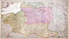 Joachim Ottens, Reipublicae et Status Generalis Poloniae Nova Tabula, Reinier Ottens I, Josua Ottens, stan drugi, Amsterdam 1726 miedzioryt kolorowany w epoce, 51