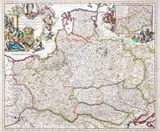 Peter Schenk, Friderico Augusto vere Augusto Polon. Lithuan. Borus…, wyd. Petrus Schenk I, stan drugi, Amsterdam 1705 miedzioryt kolorowany w epoce, 48