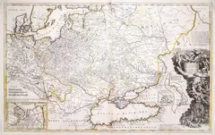 Herman Moll, To His Most Serene and August Majesty Peter Alexovitz…, wyd. John Bowles, Philip Overton, Thomas Bowles, John King, stan piąty, Londyn 1740 miedzioryt kolorowany liniowo, 62