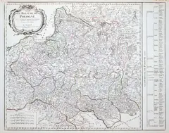 Francesco Santini, Le Royaume de Pologne, wyd. Giuseppe Antonio Remondini, stan drugi, Wenecja 1784 mapa pochodząca z „Atlas Universel” miedzioryt kolorowany liniowo