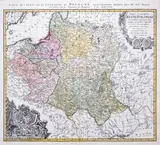 Tobias Mayer, Mappa Geographica Regni Poloniae, wyd. Spadkobiercy Homanna, stan pierwszy z trzeciej płyty, Norymberga 1757 miedzioryt kolorowany, 49