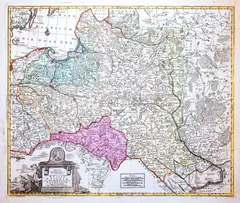 Johann Georg Probst, Mappa geographica ex novissimis observationibus…, wyd. Johann Michael Probst II, stan pierwszy, Augsburg 1783 miedzioryt kolorowany