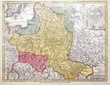 Tobias Lotter, Poloniae Regnum ut et Magni Ducati Lithuaniae Accuratiss, wyd. Tobias Conrad Lotter, stan drugi, Augsburg 1778 mapa pochodząca z „Atlas Minor Praecipua Orbis Terrarum Imperia…” miedzioryt kolorowany