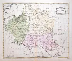 John Lodge, Poland, wyd. Jean Palairet, stan drugi, Paryż 1775 mapa pochodząca z „Atlas methodique” miedzioryt kolorowany w epoce, 44
