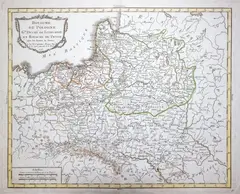 Louis Capitaine, Royaume de Pologne Gd Duché de Lithuanie…, wyd. Louis Capitaine du Chesnoy, Paryż 1793 miedzioryt kolorowany liniowo, 36