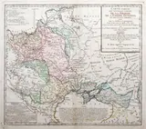 Louis Brion de la Tour, Carte curieuse des nouvelles limites de la Pologne, wyd. Louis Brion de la Tour, stan pierwszy, Paryż 1775 miedzioryt kolorowany