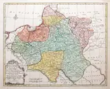 Jan van Jagen, Nieuwe en Naauwkeurige Kaart van 't Koningrijk Polen en 't Groot Hertogdom Lithauwen, wyd. Willem Albert Bachiene, Amsterdam 1783 mapa pochodząca z “Atlas tot opheldering der hedendaagsche historie” miedzioryt kolorowany w epoce, 35