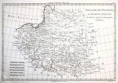 Rigobert Bonne, Royaume de Pologne et Duché de Lithuanie, wyd. Rigobert Bonne, Nicolas Desmarest, stan pierwszy, Paryż 1787 miedzioryt, 14