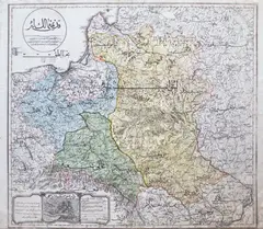Mahmoud Raif Effendi, Kadimi memalik-I Leh, wyd. Mahmoud Raif Effendi, Üsküdar 1803 mapa pochodząca z „Gedid atlas tergumesi” miedzioryt kolorowany, wym. mapy 51