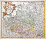 Leonhard Euler, Tabula Geographica Regni Poloniae…, wyd. Michael i Johann M. Kunst, stan trzeci, Berlin 1760 mapa pochodząca z „Geographischer Atlas” miedzioryt kolorowany w epoce, 32
