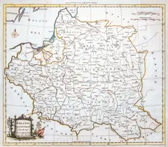 John Barber, Poland. Corrected and Improv’d from the best authorities, wyd. Charles Dilly & George Robinson, Londyn 1780 mapa pochodząca z dzieła W. Guthriego "New System of Modern Geography” miedzioryt kolorowany, 34