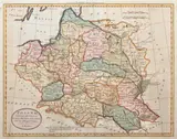Thomas Bowen, Poland Exhibiting the Claims of Russia, Prussia, & Austria, wyd. W. & J. Stradford, Londyn 1791 mapa pochodząca z „The general history of Europe…” miedzioryt kolorowany